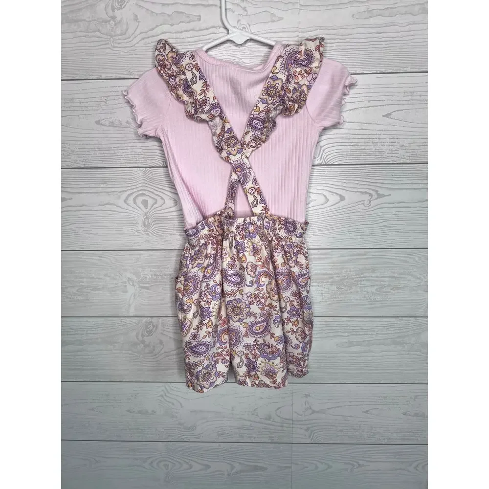Wonder Nation Toddler Girls Pink Floral Paisley  Jumper Set Size 2T